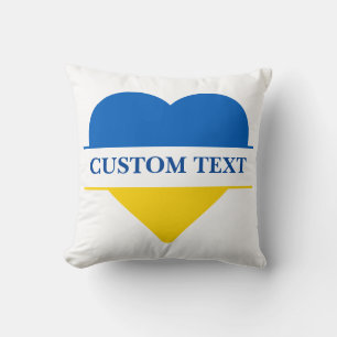 Blue and yellow heart. Custom text. Customisable Cushion