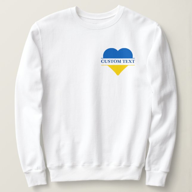 Blue and yellow heart. Custom text. Customisable Sweatshirt (Design Front)