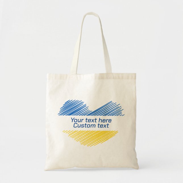 Blue and yellow heart. Custom text. Customisable Tote Bag (Front)