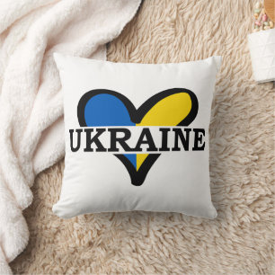 Blue and yellow heart, Ukrainian flag colors Cushion