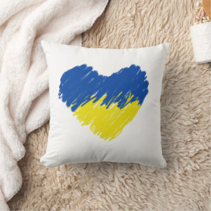 Blue and yellow heart, Ukrainian flag colors Cushion