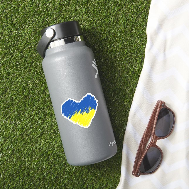 Blue and yellow heart, Ukrainian flag colours (HydroFlask Insitu)