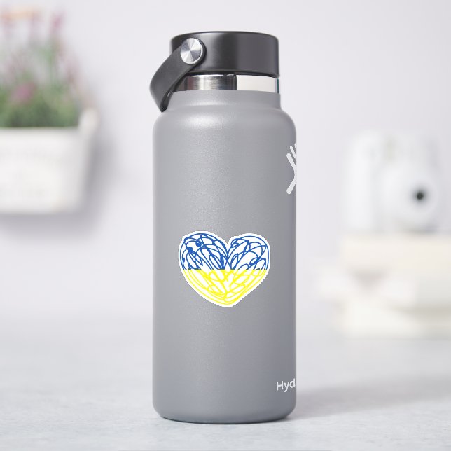 Blue and yellow heart, Ukrainian flag colours (HydroFlask)