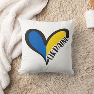Blue and yellow heart, Ukrainian flag colours Cushion
