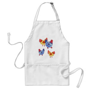 blue and yellow hens several standard apron