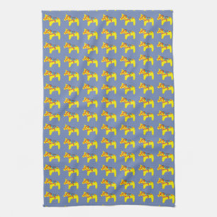 Blue and Yellow Horses Tea Towel