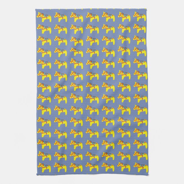Blue and Yellow Horses Tea Towel (Vertical)
