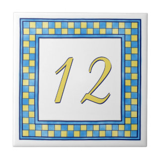 Blue and Yellow House Number Tile