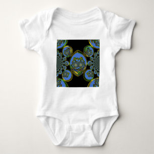 Blue and Yellow Kaleidoscope Art Print Baby Bodysuit