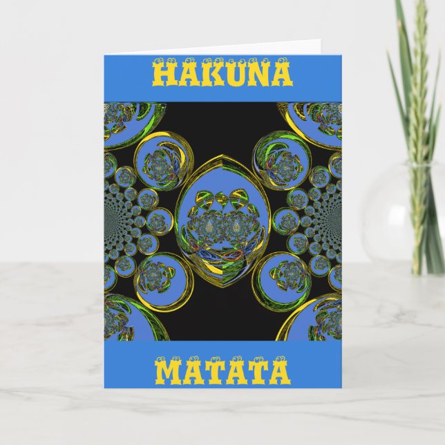 Blue and Yellow Kaleidoscope Art Print Card (Front)