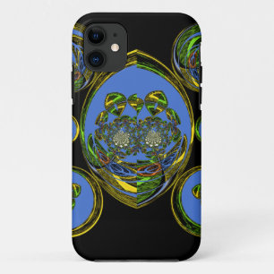 Blue and Yellow Kaleidoscope Art Print iPhone 11 Case