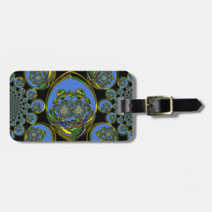 Blue and Yellow Kaleidoscope Art Print Luggage Tag