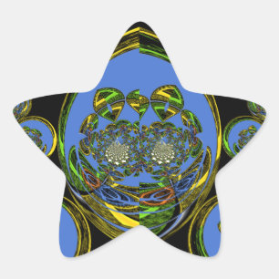 Blue and Yellow Kaleidoscope Art Print Star Sticker