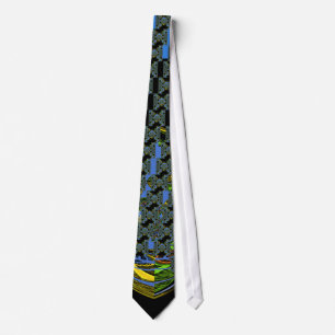 Blue and Yellow Kaleidoscope Art Print Tie