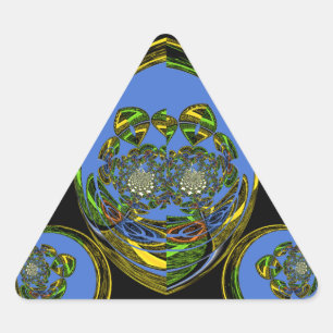 Blue and Yellow Kaleidoscope Art Print Triangle Sticker