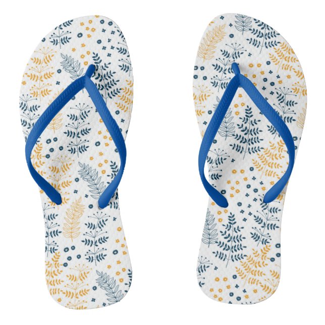 Blue and yellow leaves jandals (Footbed)