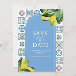 Blue and Yellow Lemon Amalfi Wedding Announcements