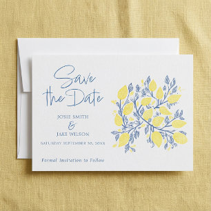 Blue and yellow Lemon vines save the date