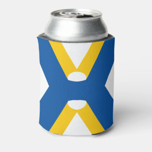 Blue and Yellow Letter X Monogram Can Cooler