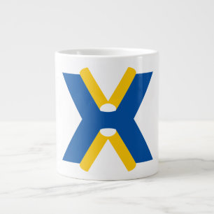 Blue and Yellow Letter X Monogram Large Coffee Mug