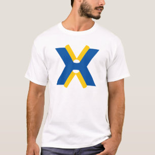 Blue and Yellow Letter X Monogram T-Shirt