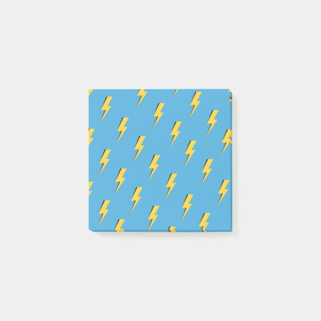 Blue and Yellow Lightning Cheerful Back-to-School  Post-it Notes (Front)