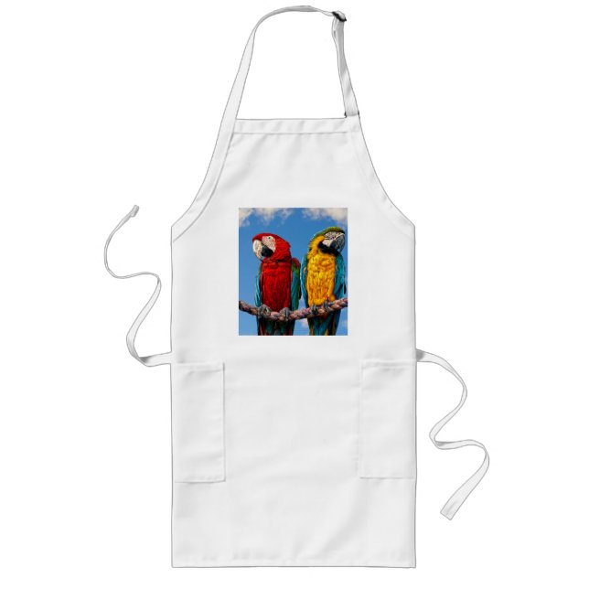 Blue and yellow macaw and a Scarlet macaw Long Apron (Front)