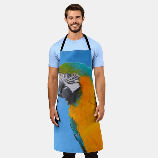 Blue and yellow macaw  apron (Worn)