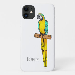 Blue-and-yellow macaw bird cartoon illustration Case-Mate iPhone case