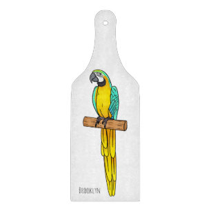Blue-and-yellow macaw bird cartoon illustration  cutting board