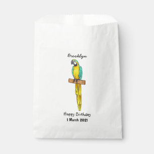 Blue-and-yellow macaw bird cartoon illustration favour bags