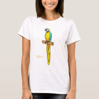 Blue-and-yellow macaw bird cartoon illustration