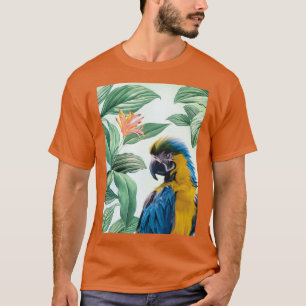 Blue and Yellow Macaw Parrot Fine Art T-Shirt