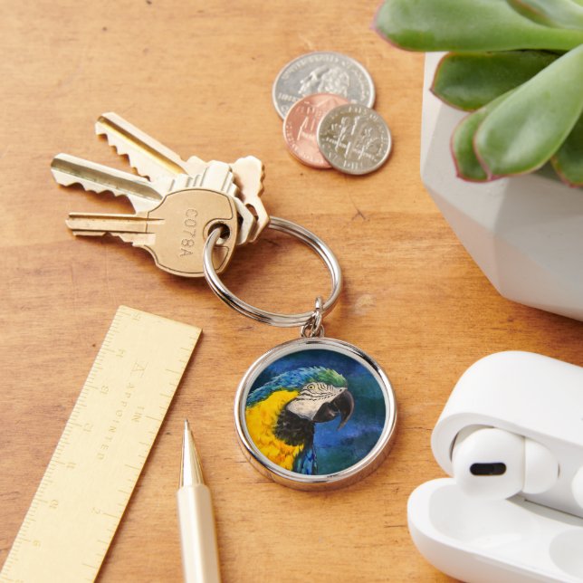 Blue and yellow macaw Parrot  Key Ring (Desk)