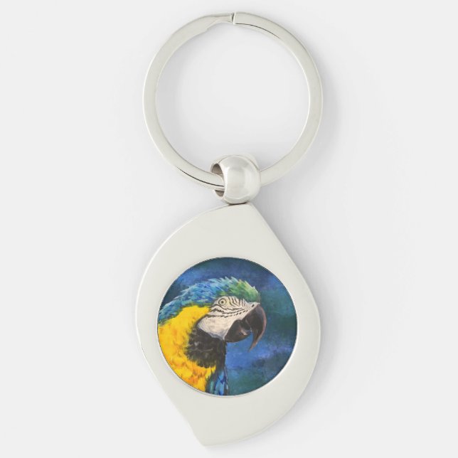 Blue and yellow macaw Parrot  Key Ring (Front)