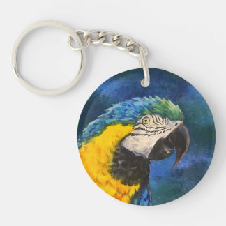 Blue and yellow macaw Parrot  Key Ring