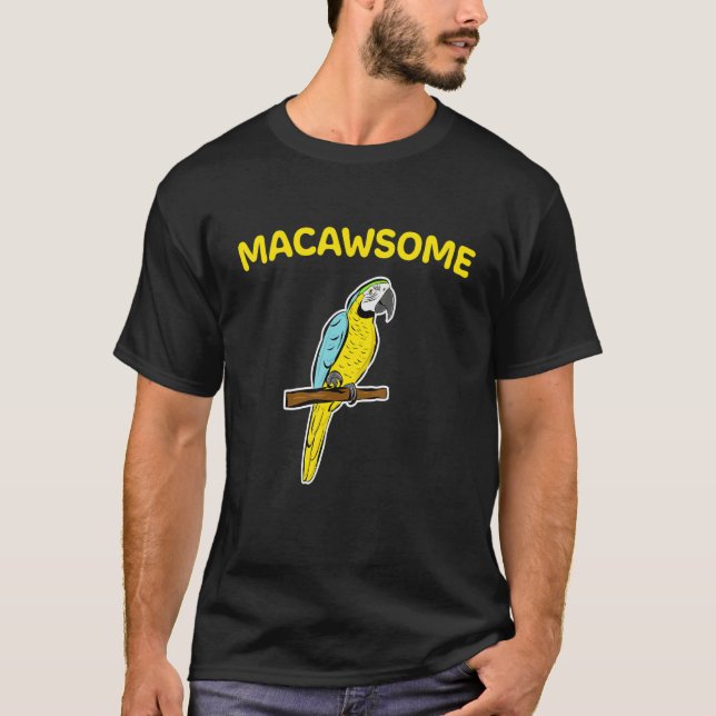 Blue And Yellow Macaw Parrot Macawsome T-Shirt (Front)