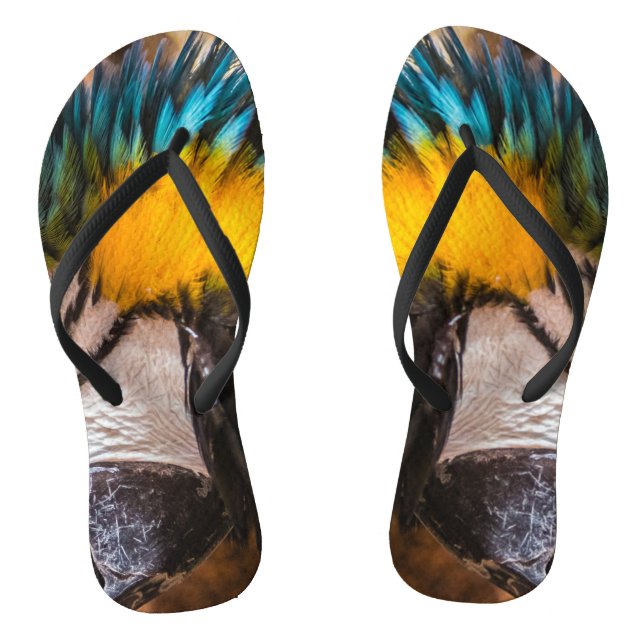 Blue and yellow macaw portrait jandals (Footbed)