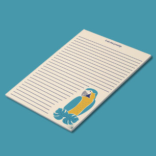Blue and Yellow Macaw Writing Paper Pad with Lines