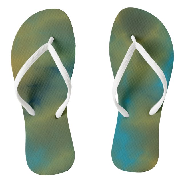 blue and yellow marble Abstract Jandals (Footbed)