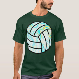 Blue And Yellow Marbled Volleyball  T-Shirt