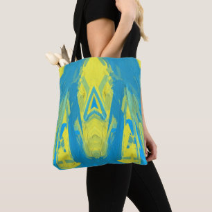 Blue and Yellow Mask tote bag