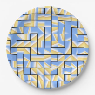 Blue and Yellow Maze Paper Plate