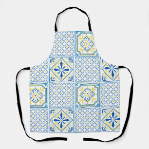 Blue and Yellow Mediterranean Italian Tile Apron