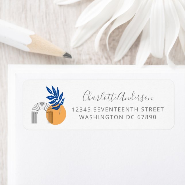 Blue and Yellow Minimalist Abstract Return Address (Insitu)