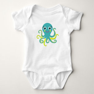 Blue and Yellow Octopus Baby Bodysuit