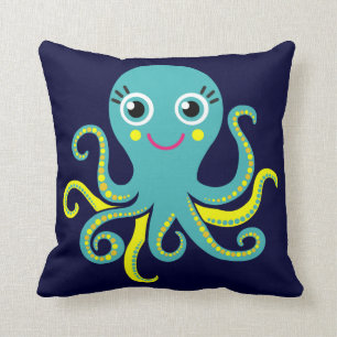 Blue and Yellow Octopus Cushion