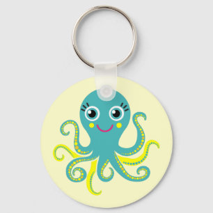 Blue and Yellow Octopus Key Ring