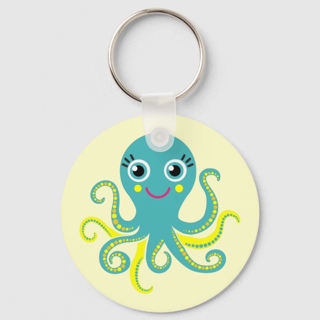 Blue and Yellow Octopus Key Ring (Front)
