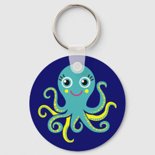 Blue and Yellow Octopus Key Ring